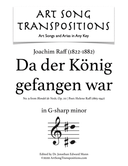 RAFF: Da der König gefangen war, Op. 211 no. 9 (transposed to G-sharp minor)