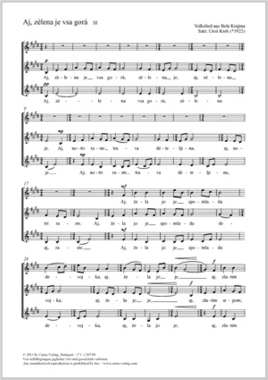 Aj, zelena je vsa gora Women's Choir scores gallery preview page 1