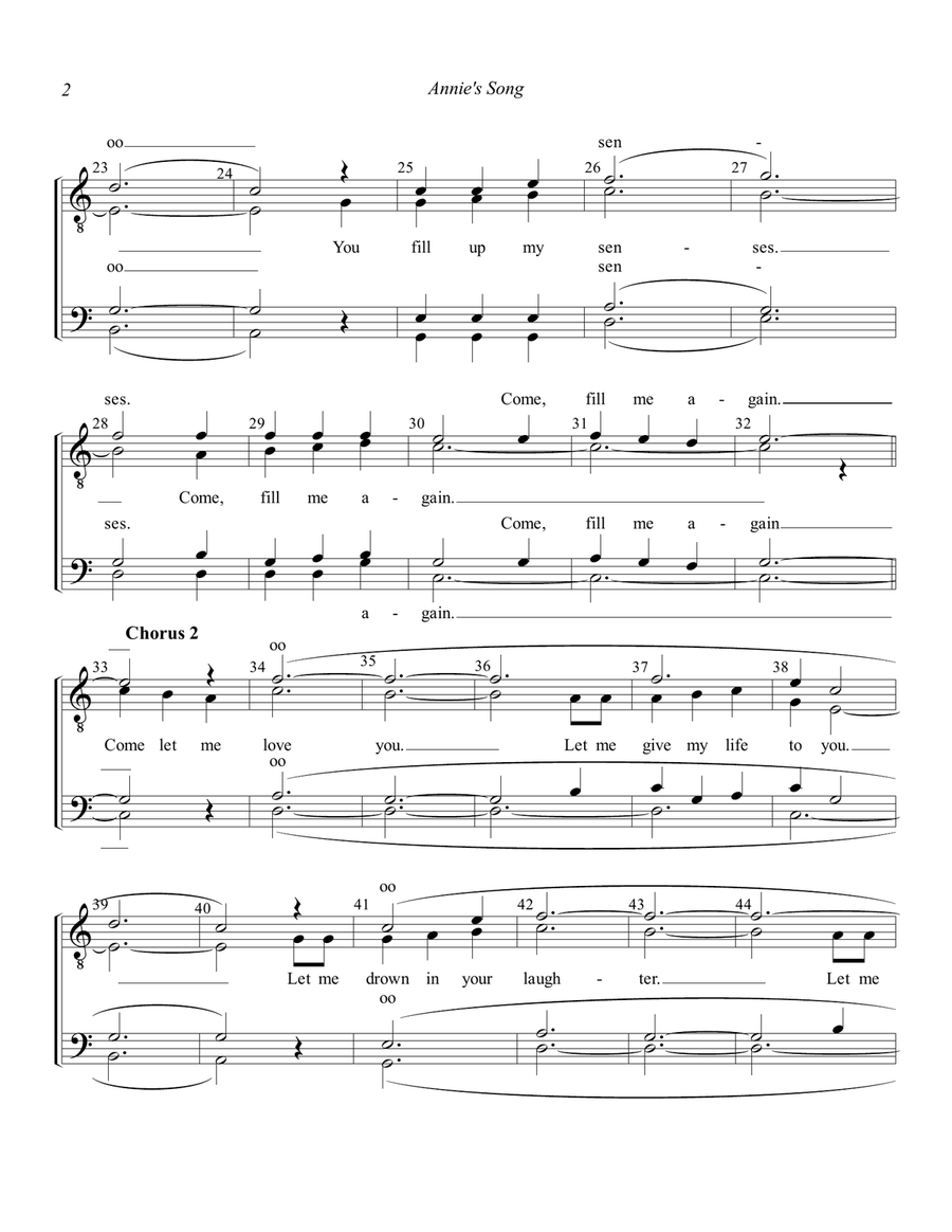Annie's Song TTBB scores gallery preview page 2