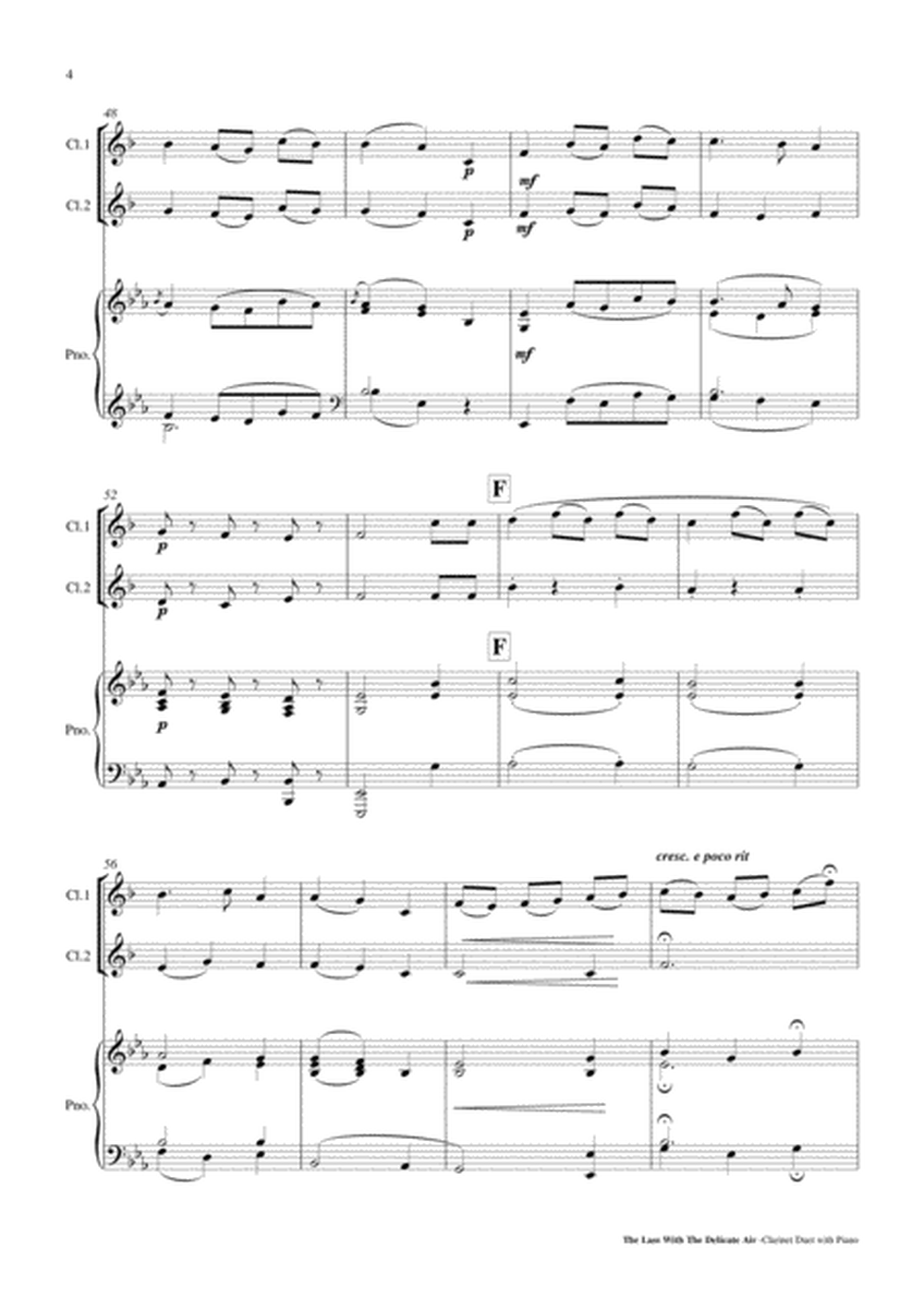 The Lass with the Delicate Air - Clarinet Duet with Piano Accompaniment [Eb] PDF image number null