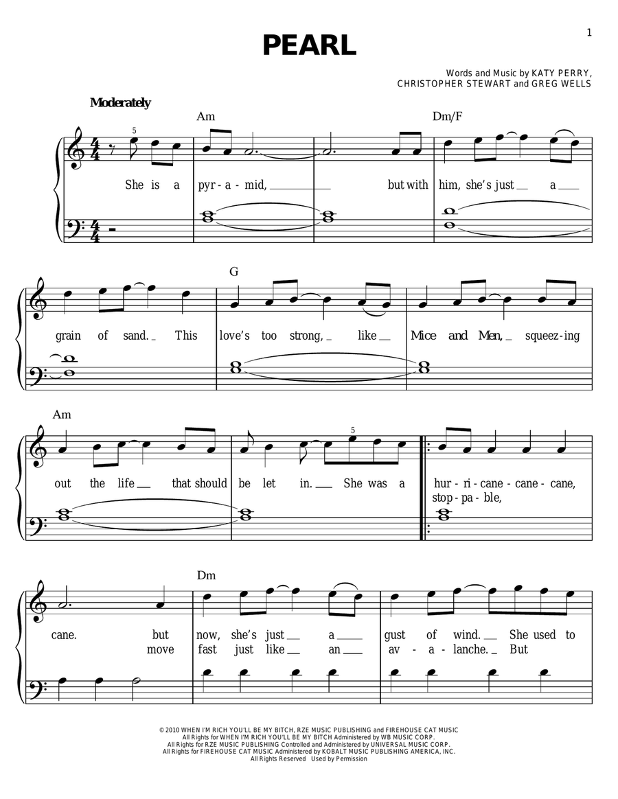 Pearl Easy Piano scores gallery preview page 1