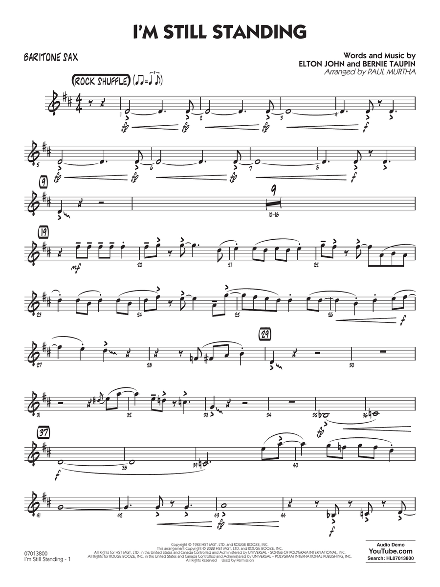 I'm Still Standing (arr. Paul Murtha) - Baritone Sax