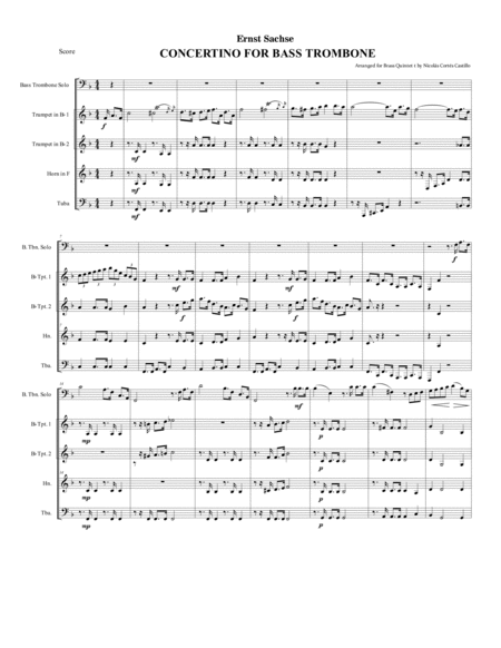 Ernst Sachse - Concertino for Bass Trombone (for Brass Quintet) image number null