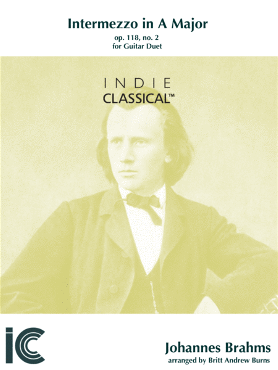 Intermezzo in A Major - Op. 118, No. 2 - for Two Guitars Classical Guitar scores gallery preview page 1