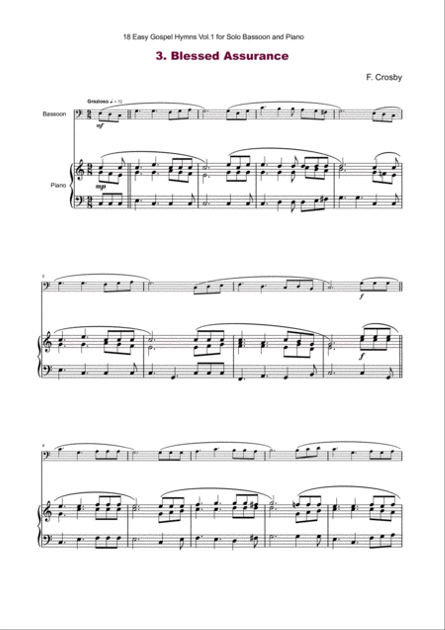 18 Gospel Hymns Vol.1 for Solo Bassoon and Piano Bassoon Solo scores gallery preview page 5
