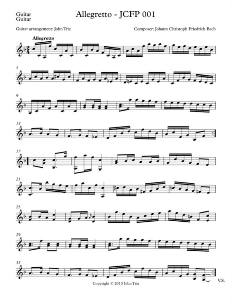 Allegretto - JCFP 001 Acoustic Guitar scores gallery preview page 1