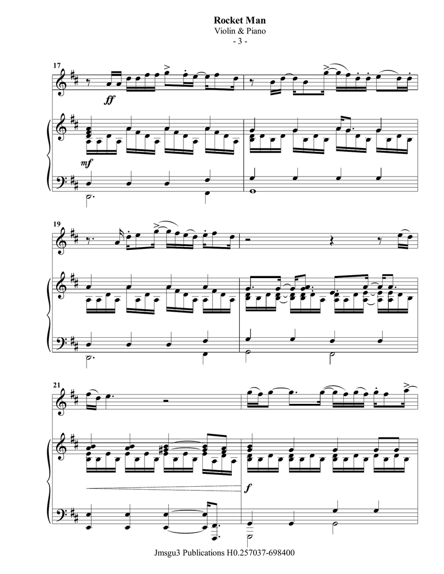 Rocket Man (I Think It's Gonna Be A Long Long Time) Violin Solo scores gallery preview page 4
