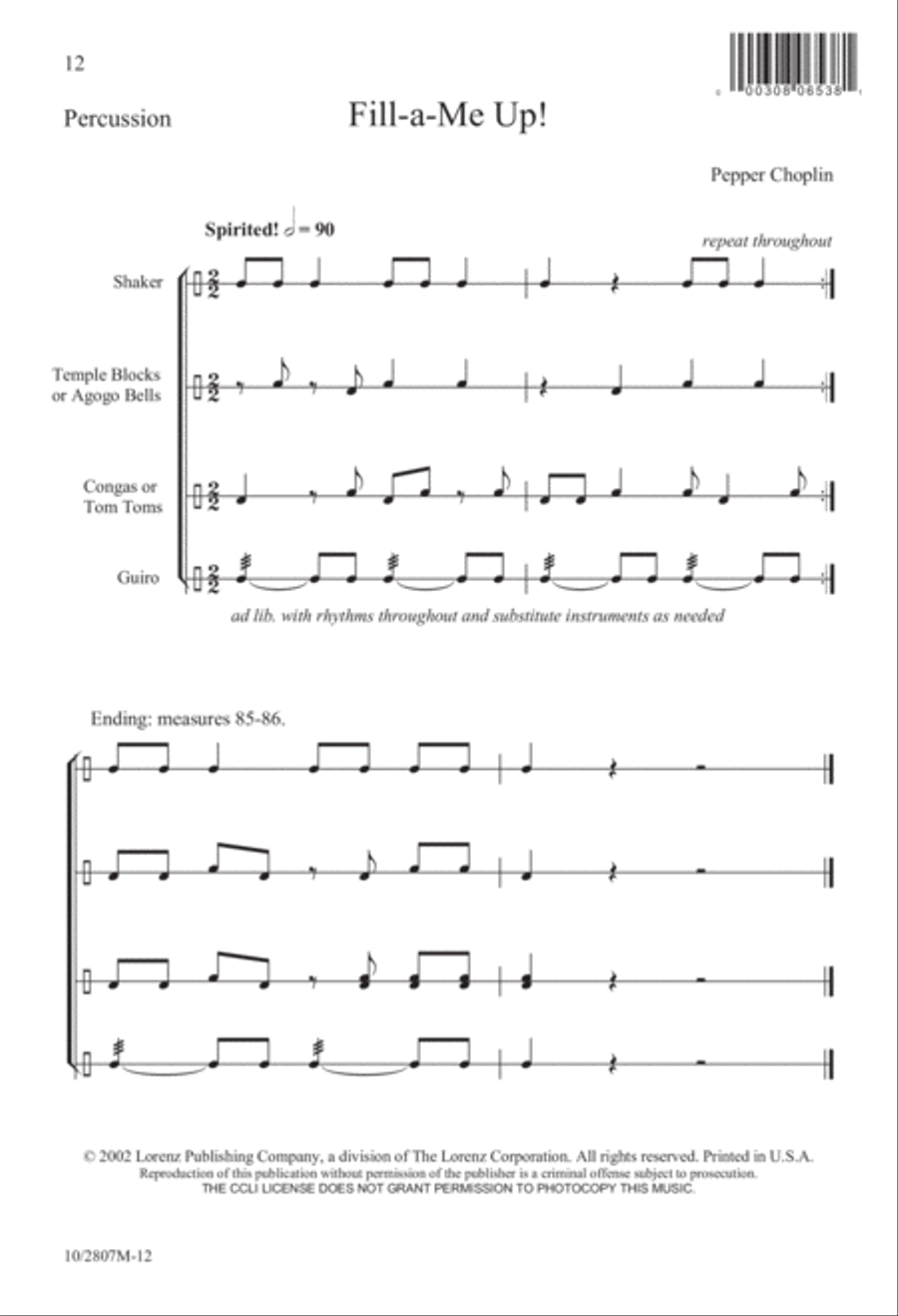 Fill-a Me Up! Fill-a Me Up! 4-Part scores gallery preview page 12