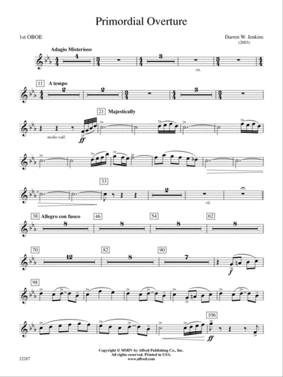 Primordial Overture: Oboe Concert Band scores gallery preview page 1