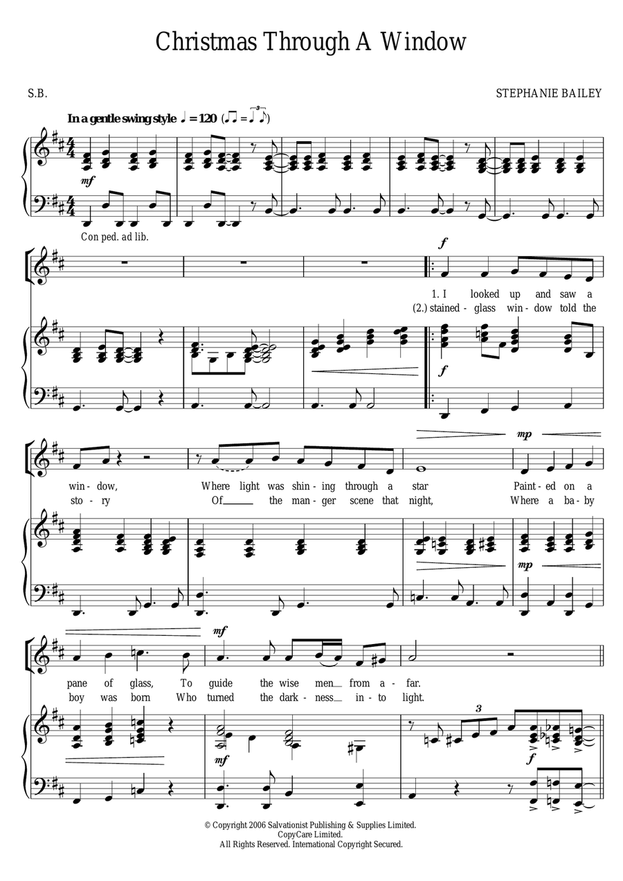 Christmas Through A Window Piano, Vocal, Guitar scores gallery preview page 1