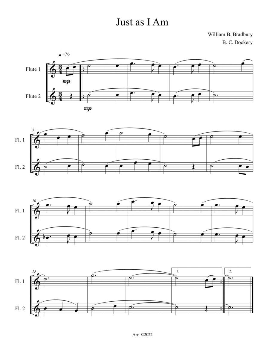 Just As I Am (Flute Duet) Flute Duet scores gallery preview page 1