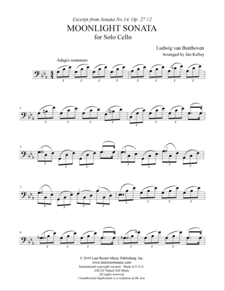 Moonlight Sonata for Solo Cello Cello Solo scores gallery preview page 2