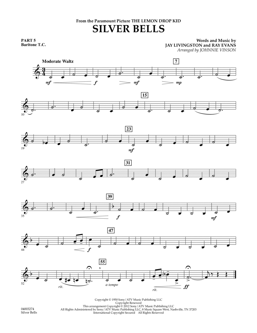 Silver Bells - Pt.5 - Baritone T.C. Concert Band scores gallery preview page 1