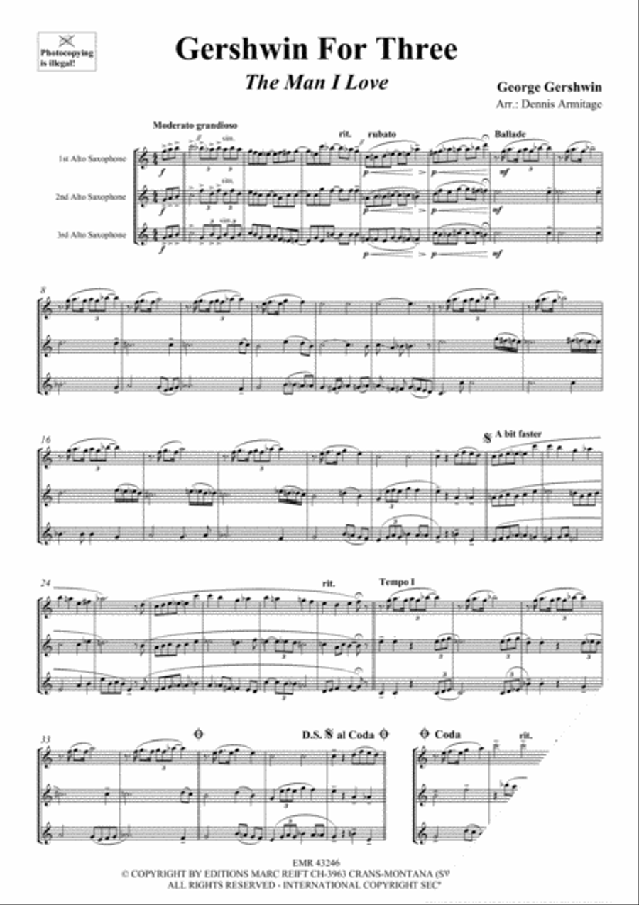 Gershwin For Three Alto Saxophone scores gallery preview page 3