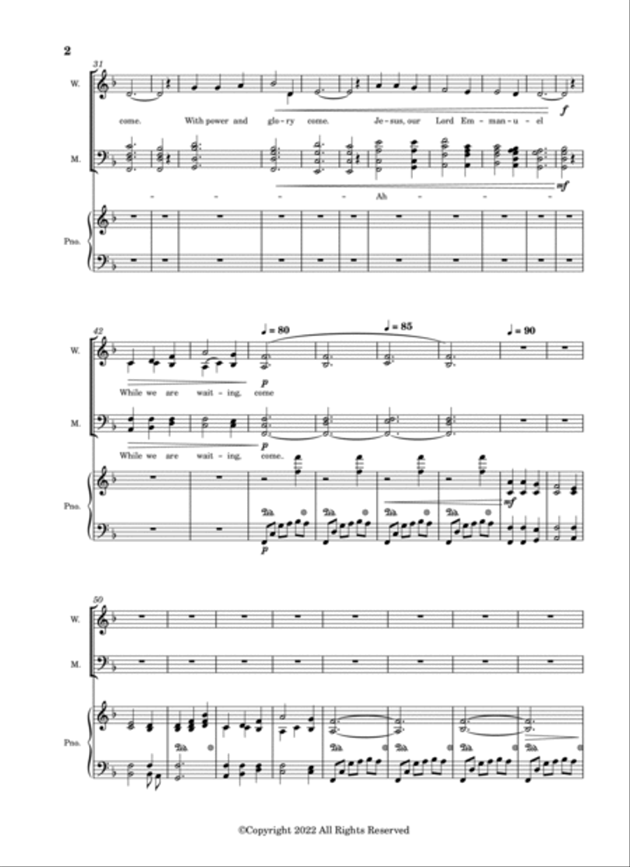 While We Are Waiting, Come 4-Part scores gallery preview page 2