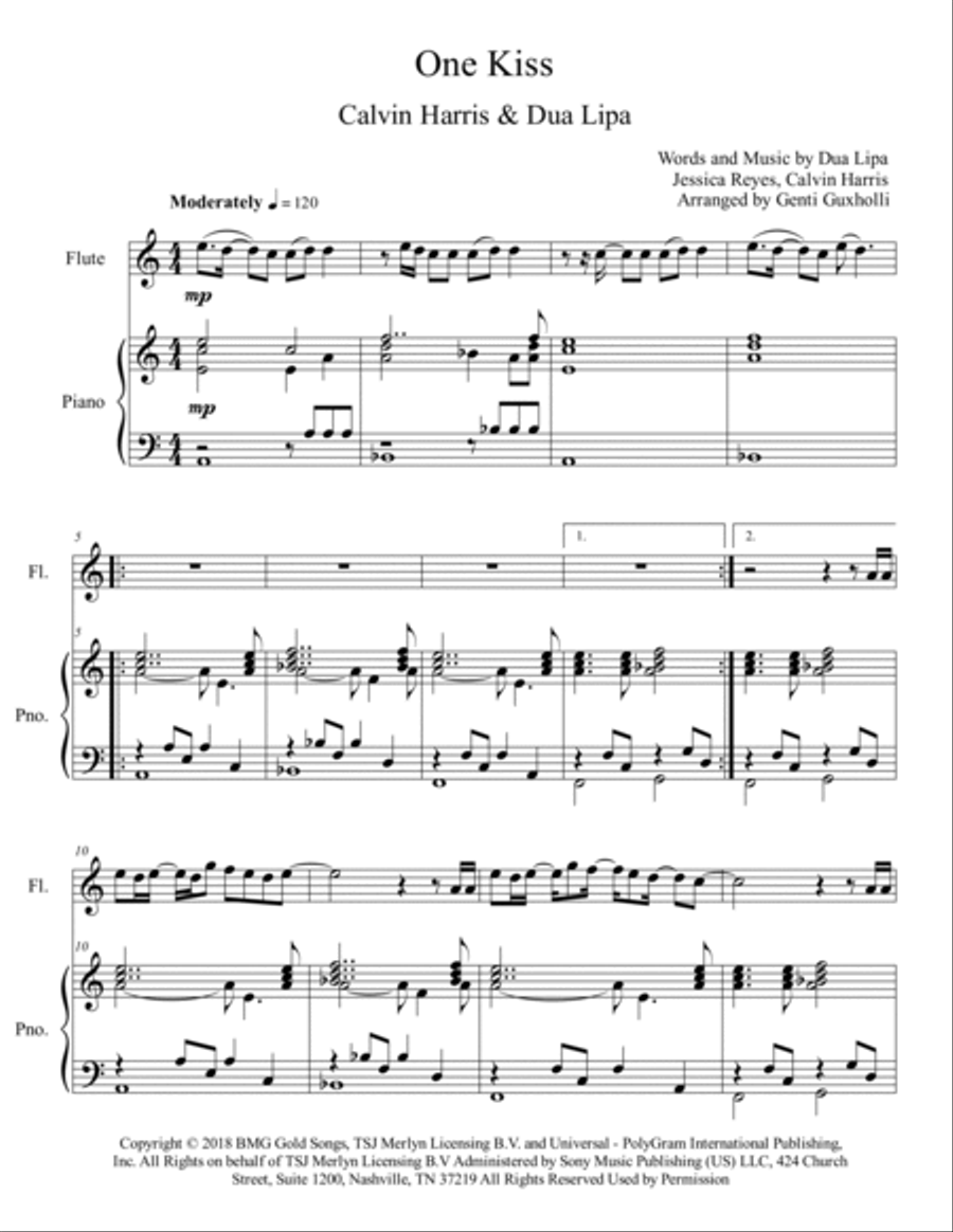 One Kiss Flute Solo scores gallery preview page 2