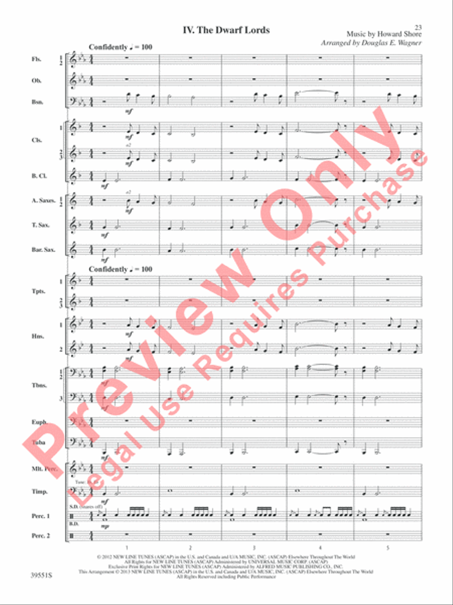The Hobbit: An Unexpected Journey, Suite from Concert Band scores gallery preview page 24