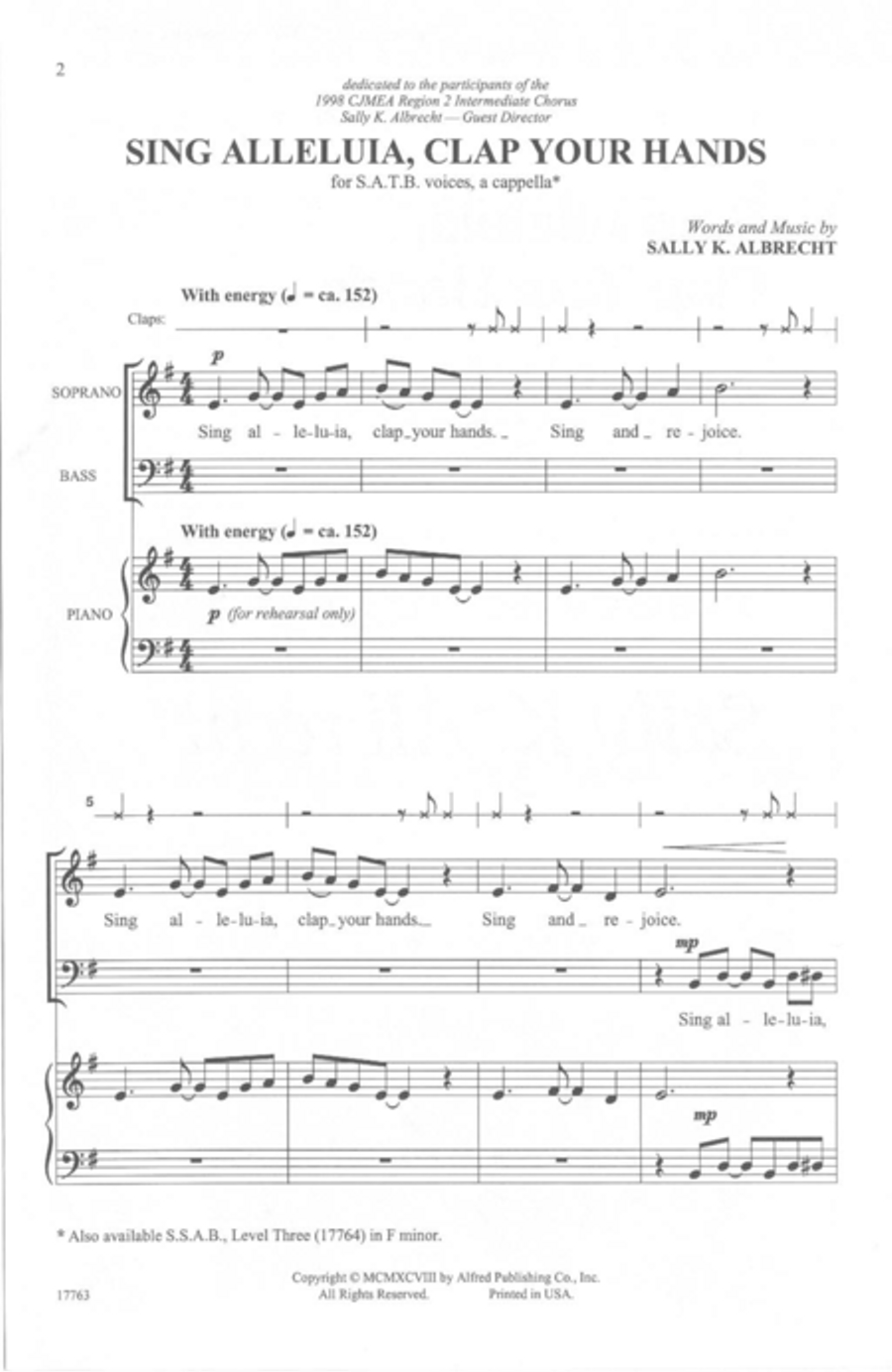 Sing Alleluia, Clap Your Hands 4-Part scores gallery preview page 2