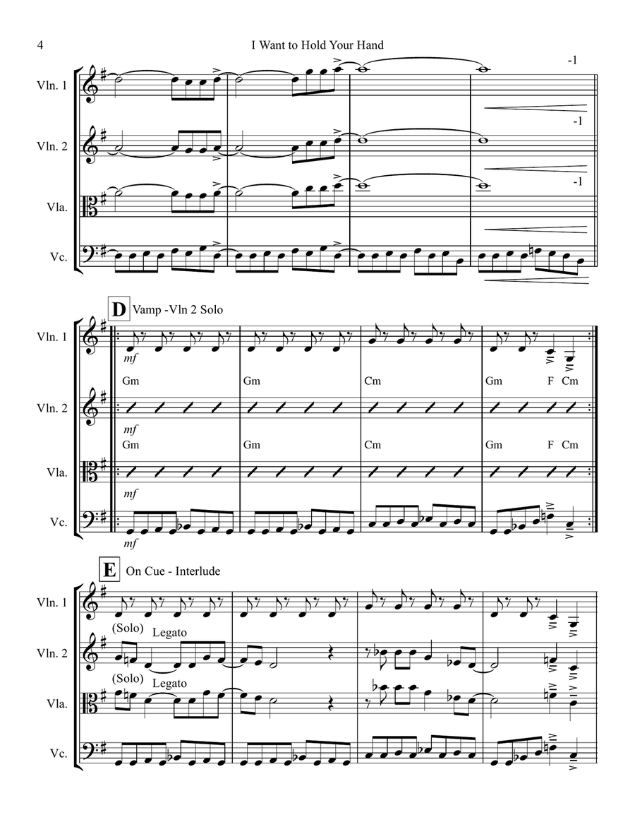 I Want To Hold Your Hand String Trio scores gallery preview page 4