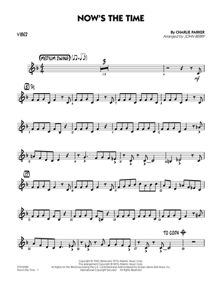 Now's the Time - Vibes by Charlie Parker Vibraphone - Digital Sheet Music