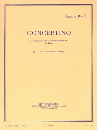 Book cover for Concertino (alto Saxophone And Piano)