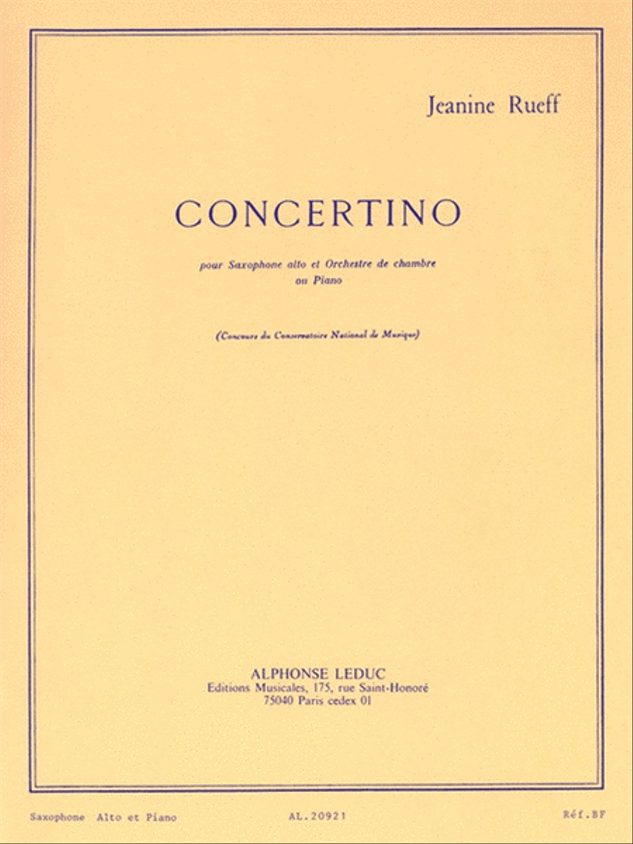 Book cover for Concertino (alto Saxophone And Piano)