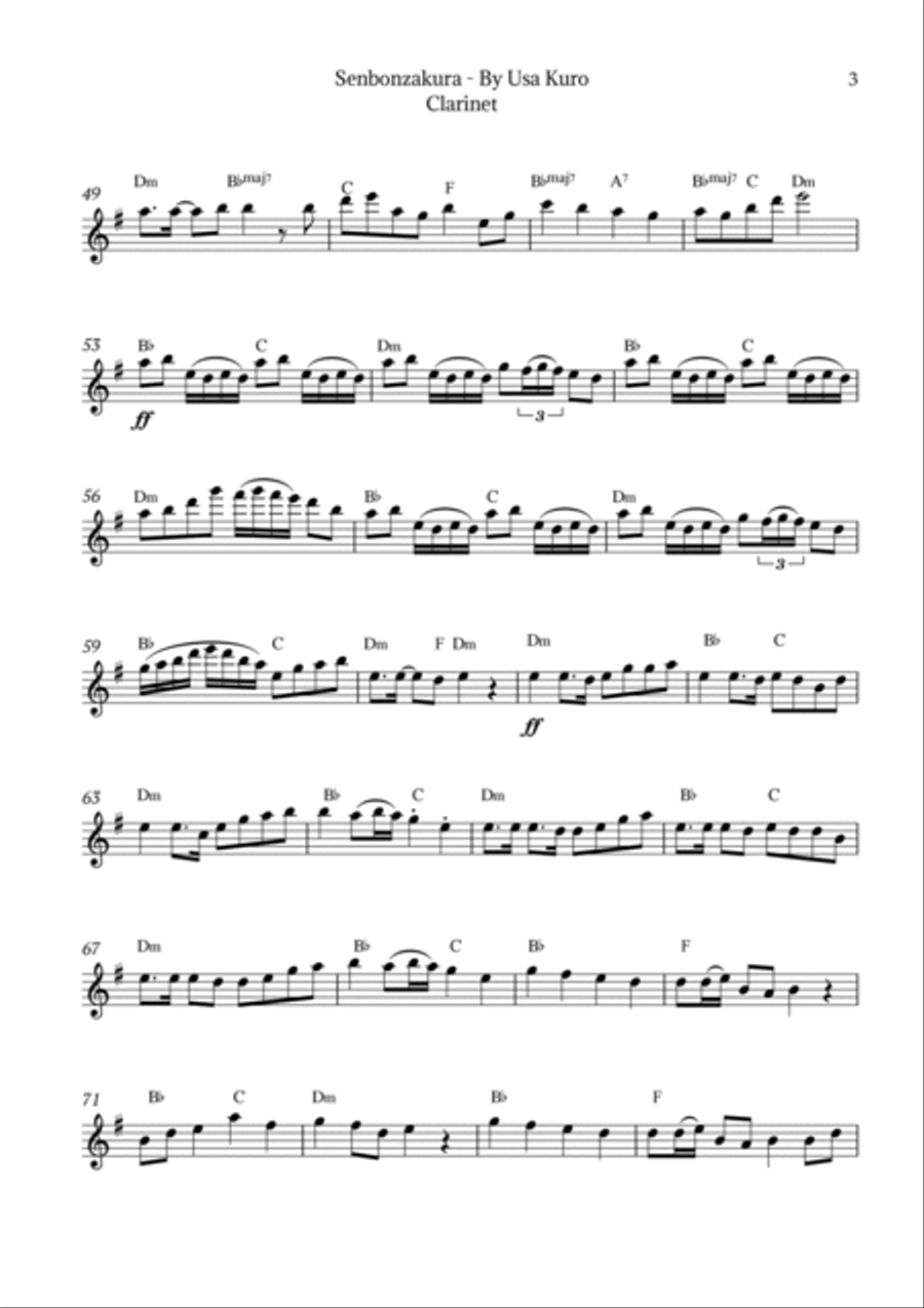 Senbonzakura Clarinet Solo scores gallery preview page 3