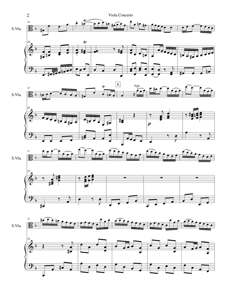 Viola Concerto in D Minor Piano scores gallery preview page 2