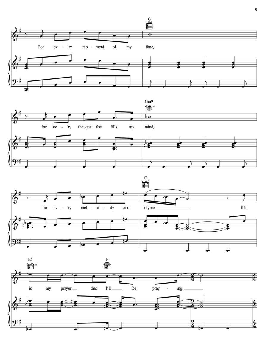 Please Only You Piano, Vocal, Guitar scores gallery preview page 5