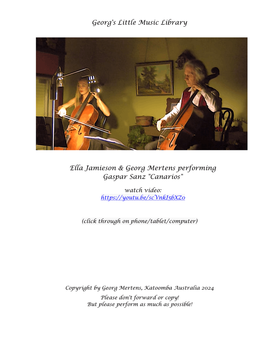 Pavanas & Canarios (Gaspar Sanz 1674) for 2 Cellos String Duet scores gallery preview page 2