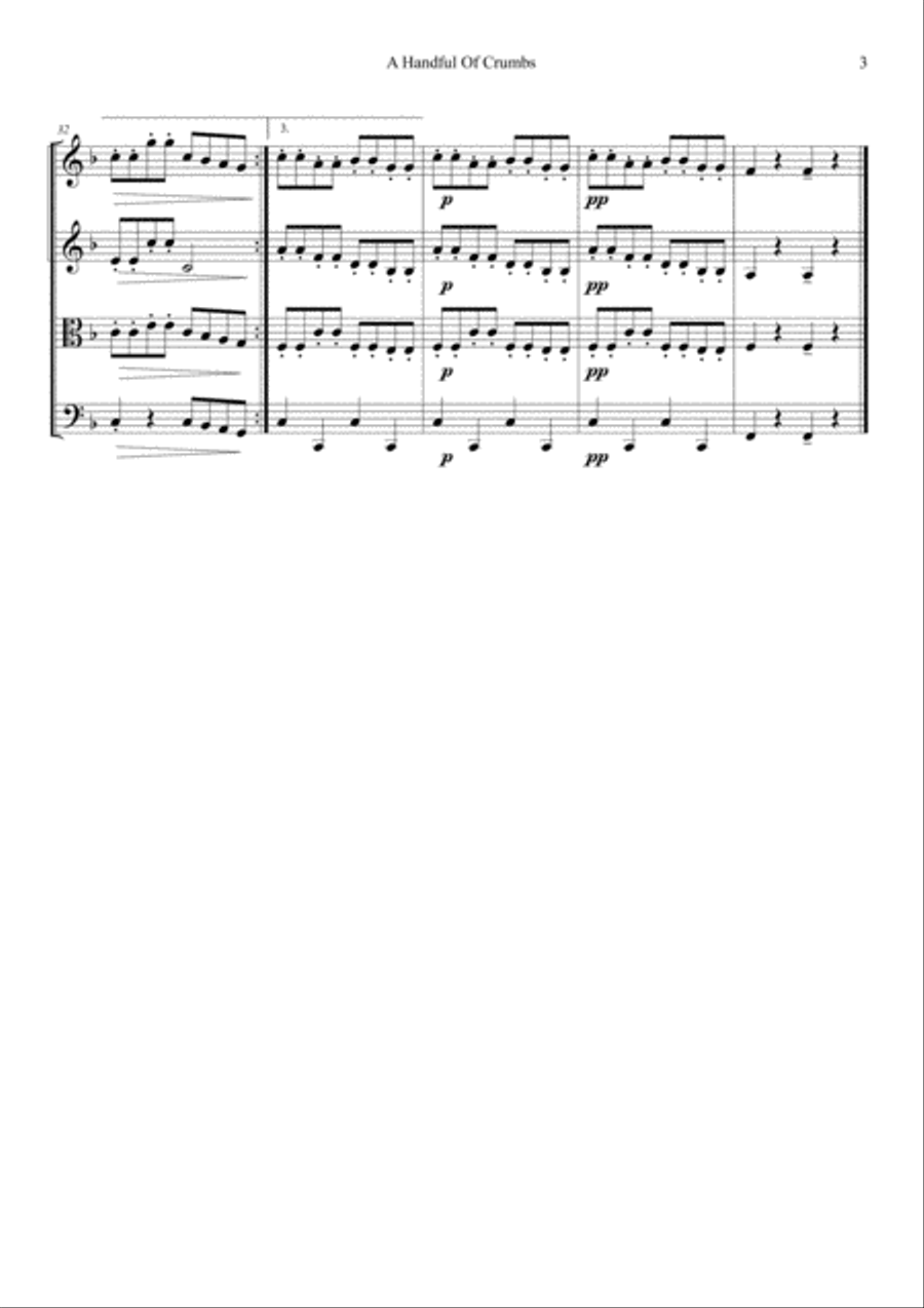 A Handful Of Crumbs (Three For Tea) String Quartet scores gallery preview page 3