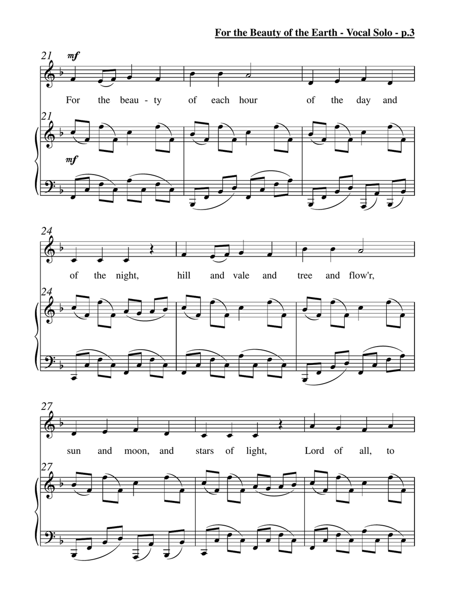 For the Beauty of the Earth (Vocal Solo & Piano) Piano, Vocal scores gallery preview page 4