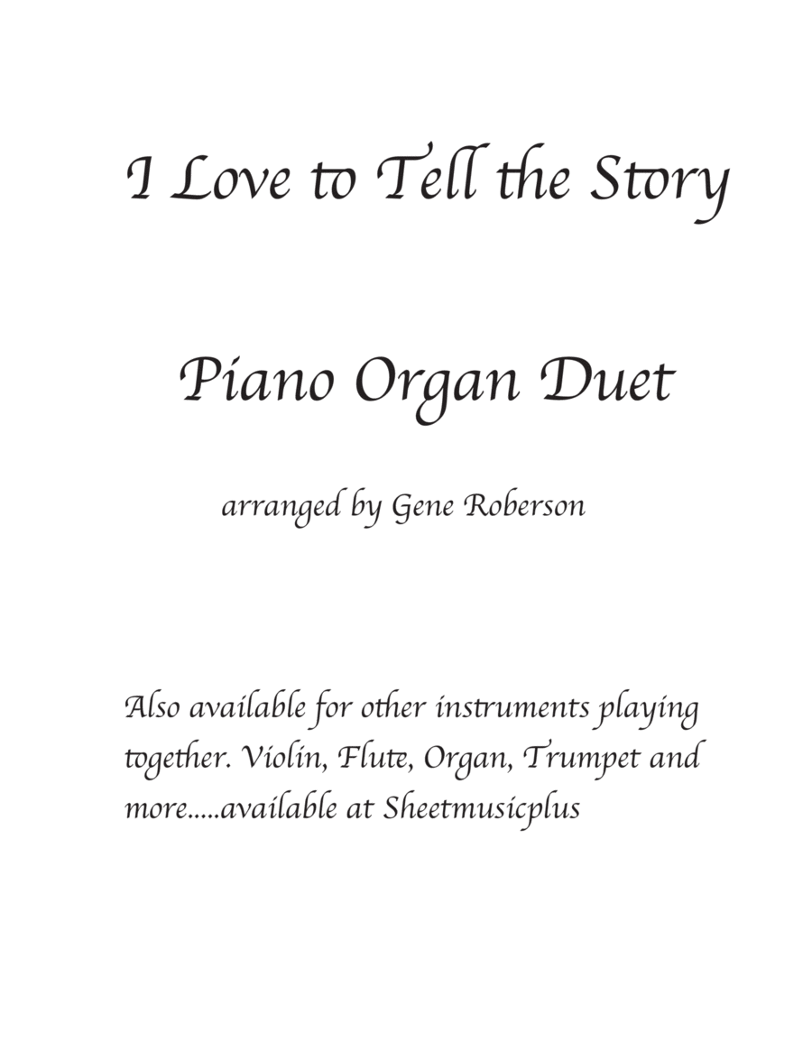 I Love to Tell the Story Organ Piano Duo Intermediate