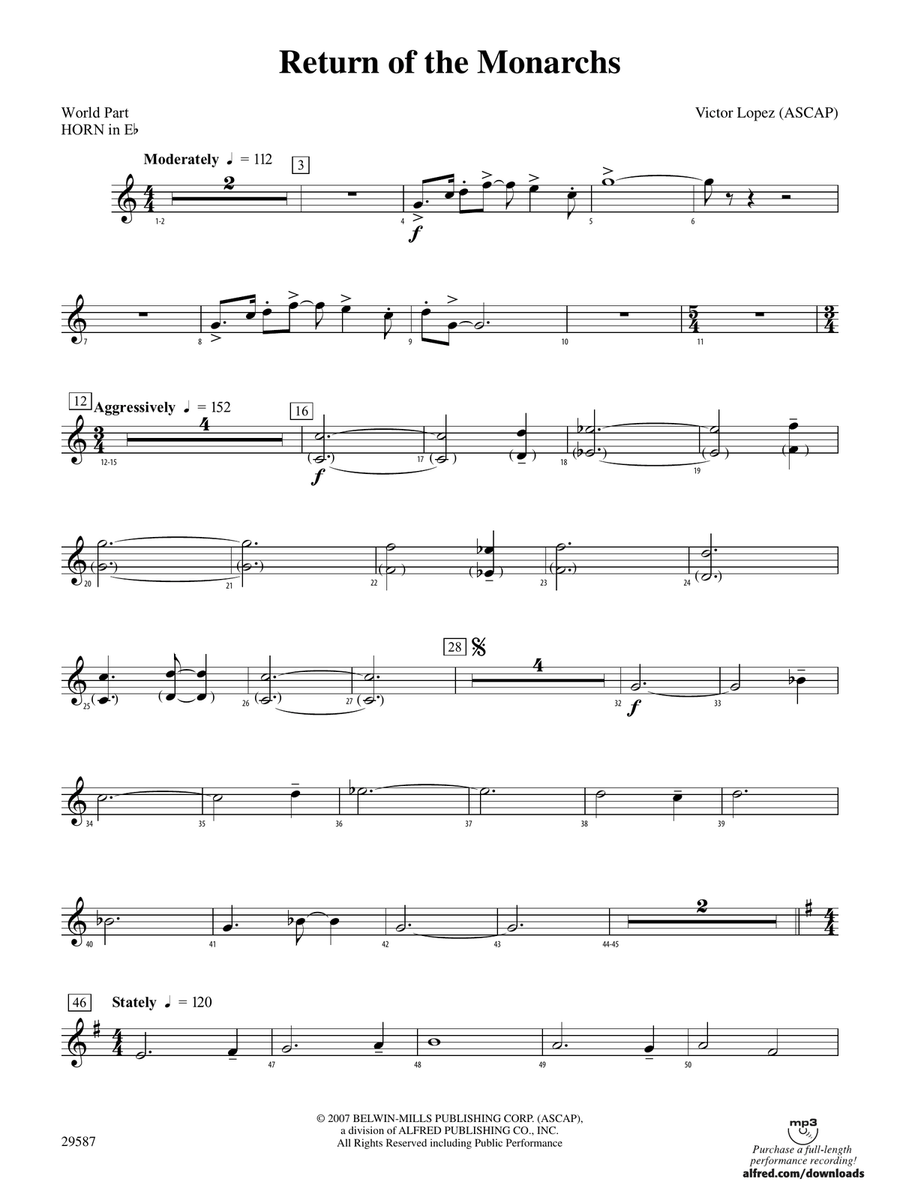 Return of the Monarchs: (World Part) 1st Horn in E-flat