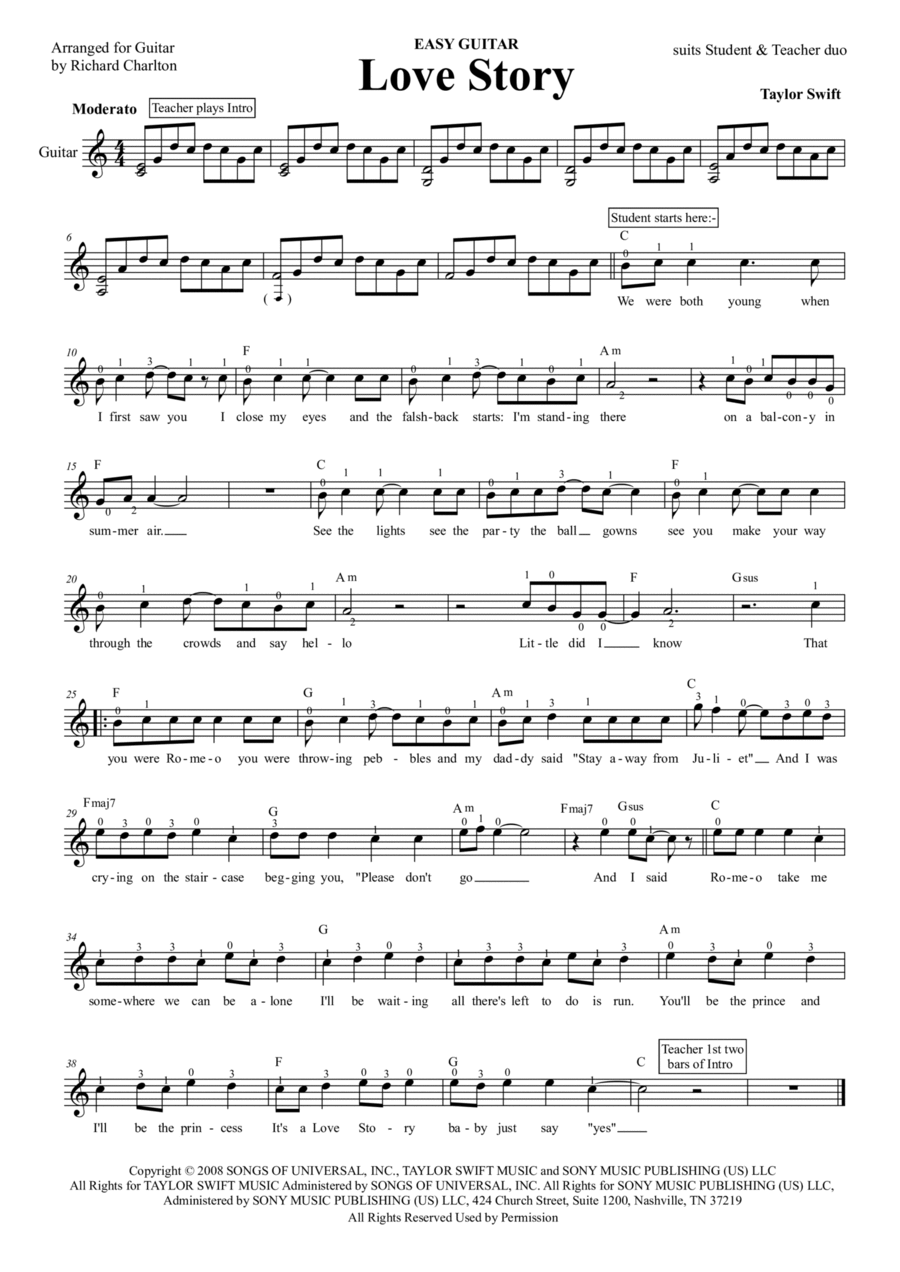 Love Story Electric Guitar scores gallery preview page 1