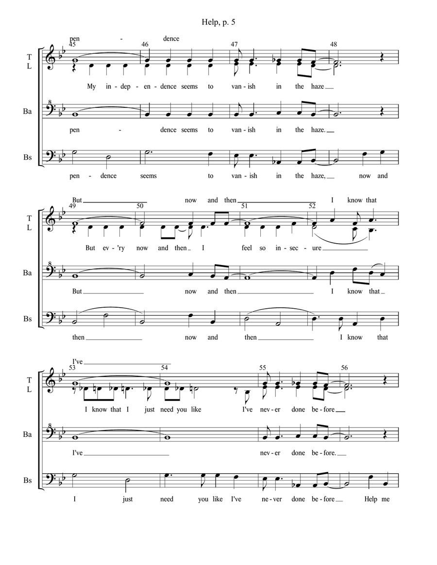 Help! 4-Part scores gallery preview page 5