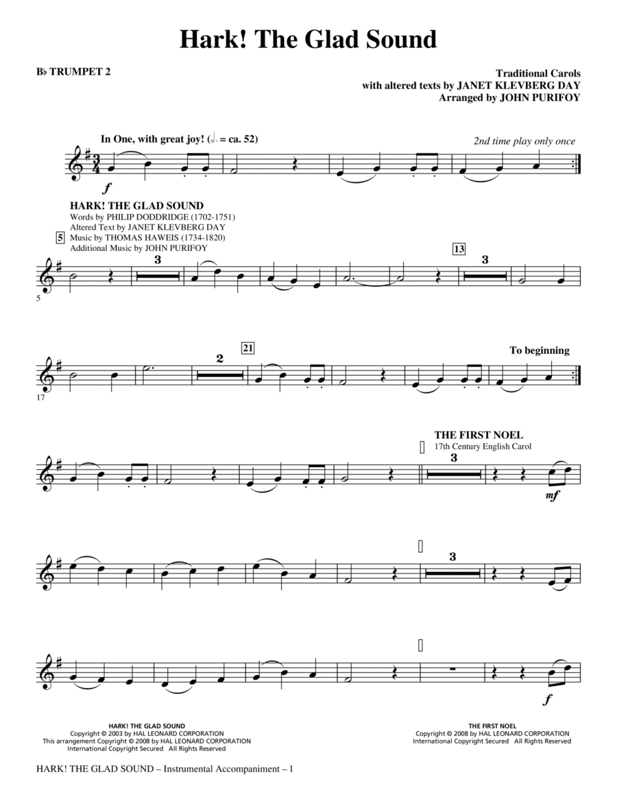 Hark! The Glad Sound (Medley) - Bb Trumpet 2