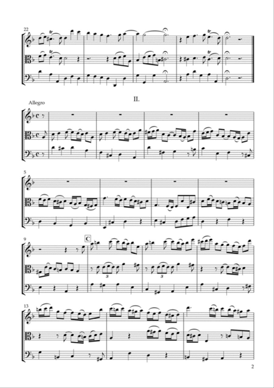 Trio Sonata in D Minor for String Trio Essercizii musici TWV42:d4 String Trio scores gallery preview page 2