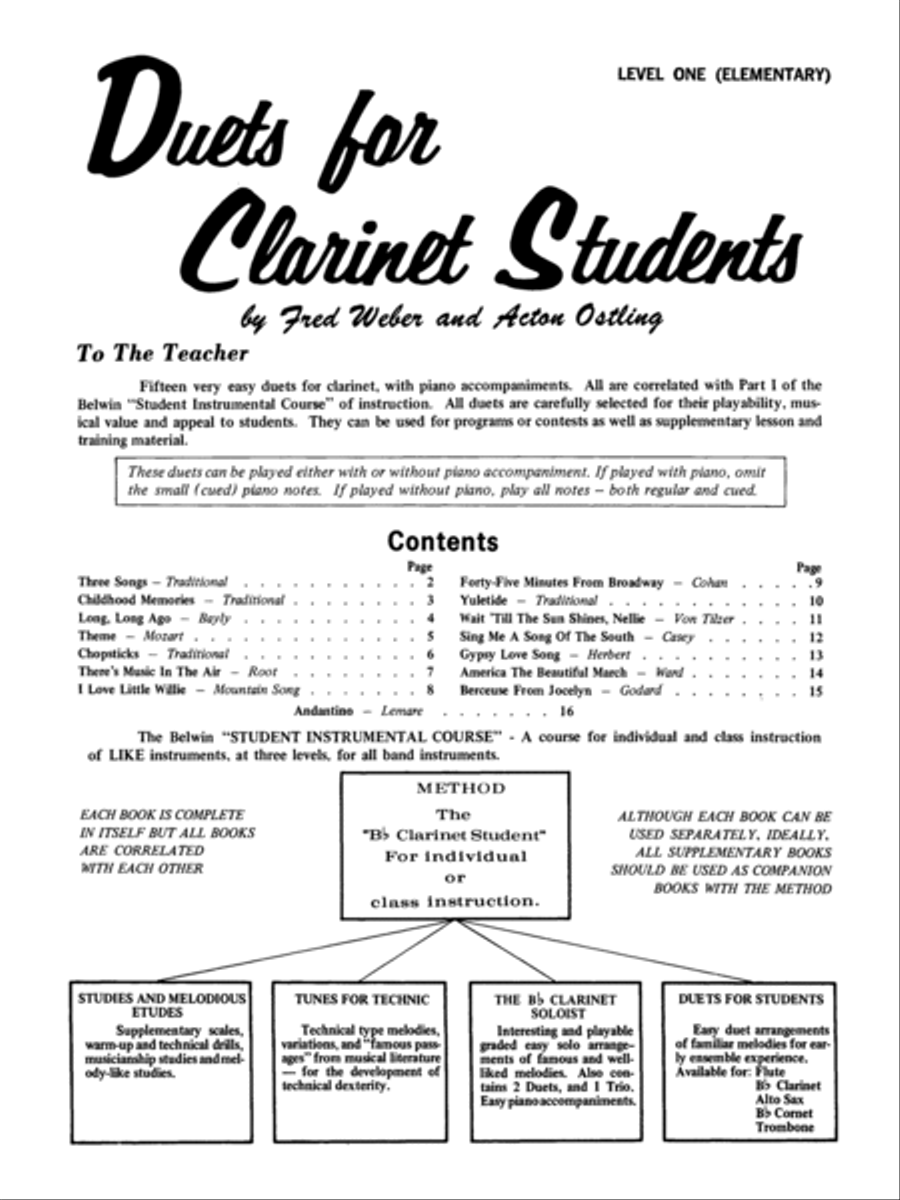 Student Instrumental Course Duets for Clarinet Students Clarinet Duet scores gallery preview page 2