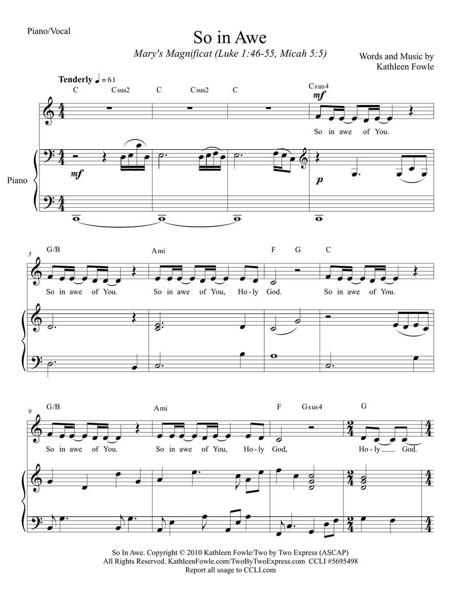 SO IN AWE Piano, Vocal scores gallery preview page 3
