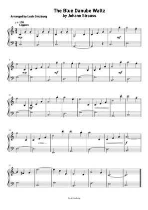The Blue Danube Waltz by Johann Strauss Easy Piano Version