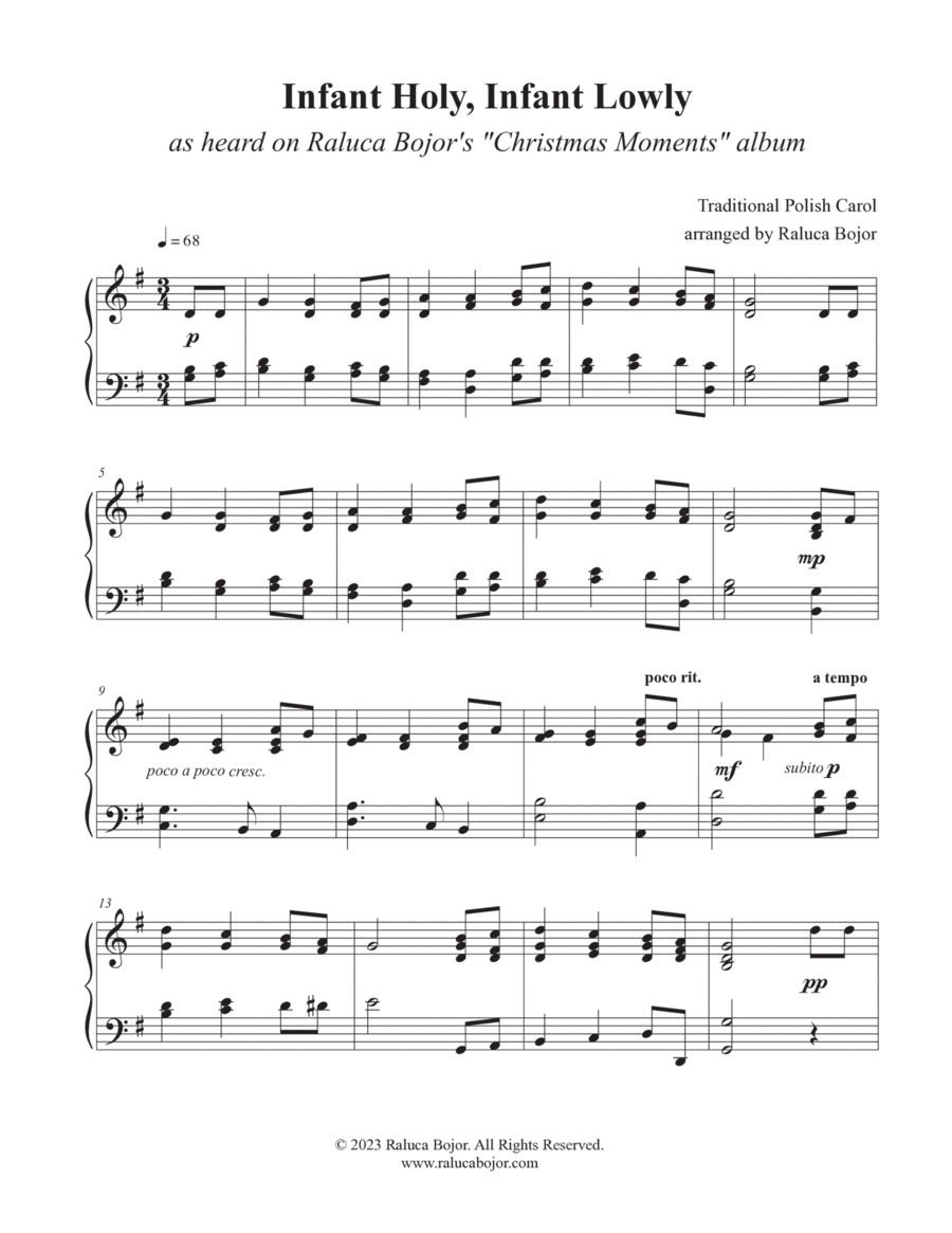 Infant Holy, Infant Lowly Piano Solo scores gallery preview page 1