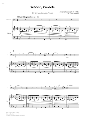 Sebben, Crudele - Cello and Piano (Full Score)