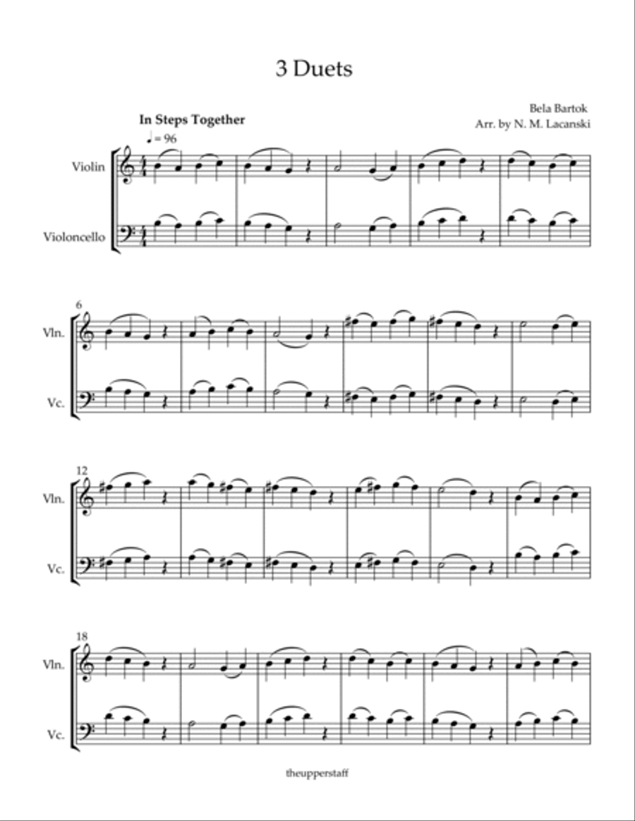 3 Duets In Steps Together Long and Short Brief Conversation String Duet scores gallery preview page 2