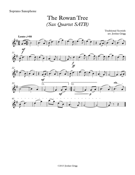 The Rowan Tree (Sax Quartet SATB) image number null