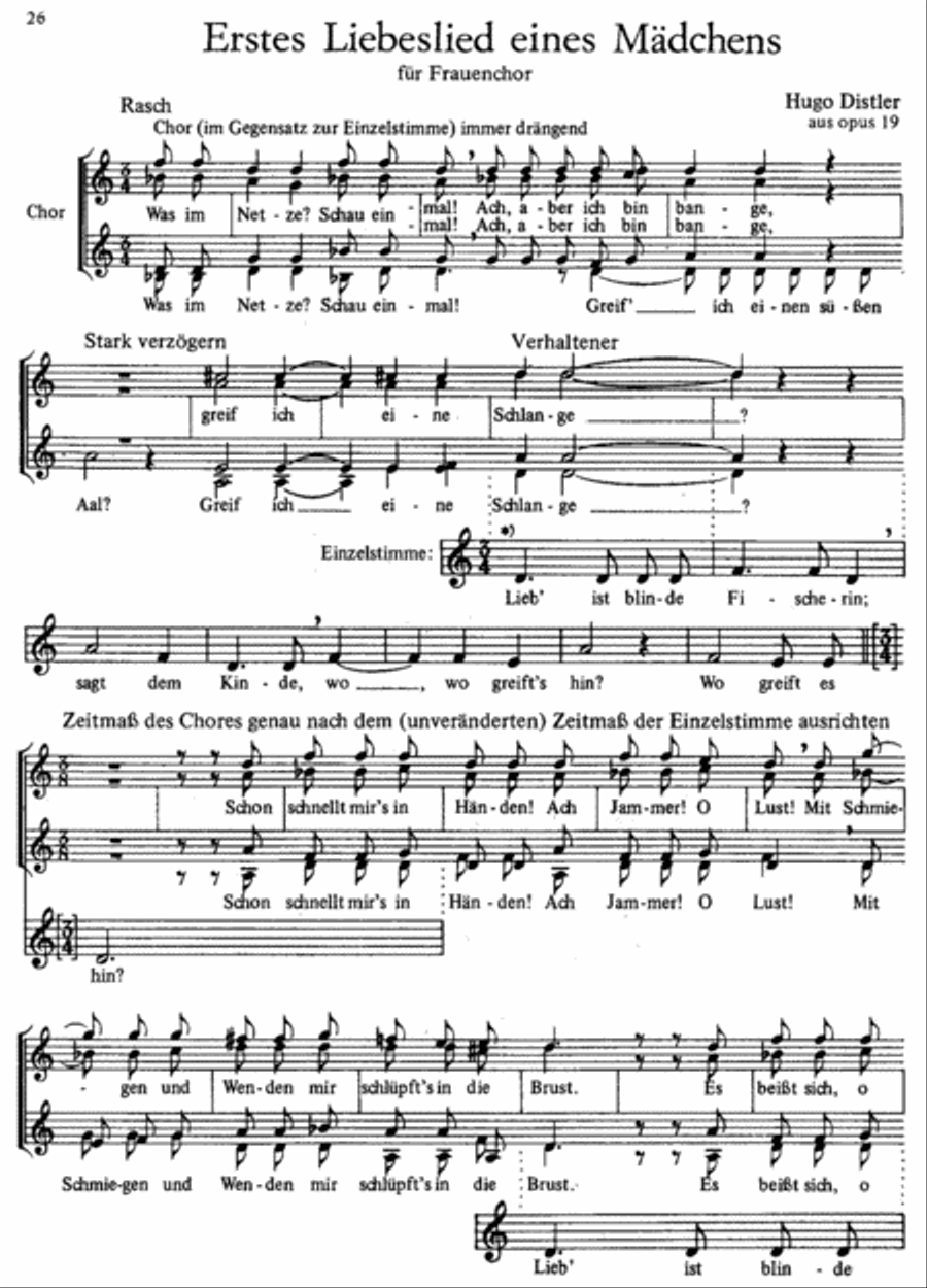 Erstes Liebeslied eines Maedchens (Was im Netze? Schau einmal!) op. 19 SSAA scores gallery preview page 2