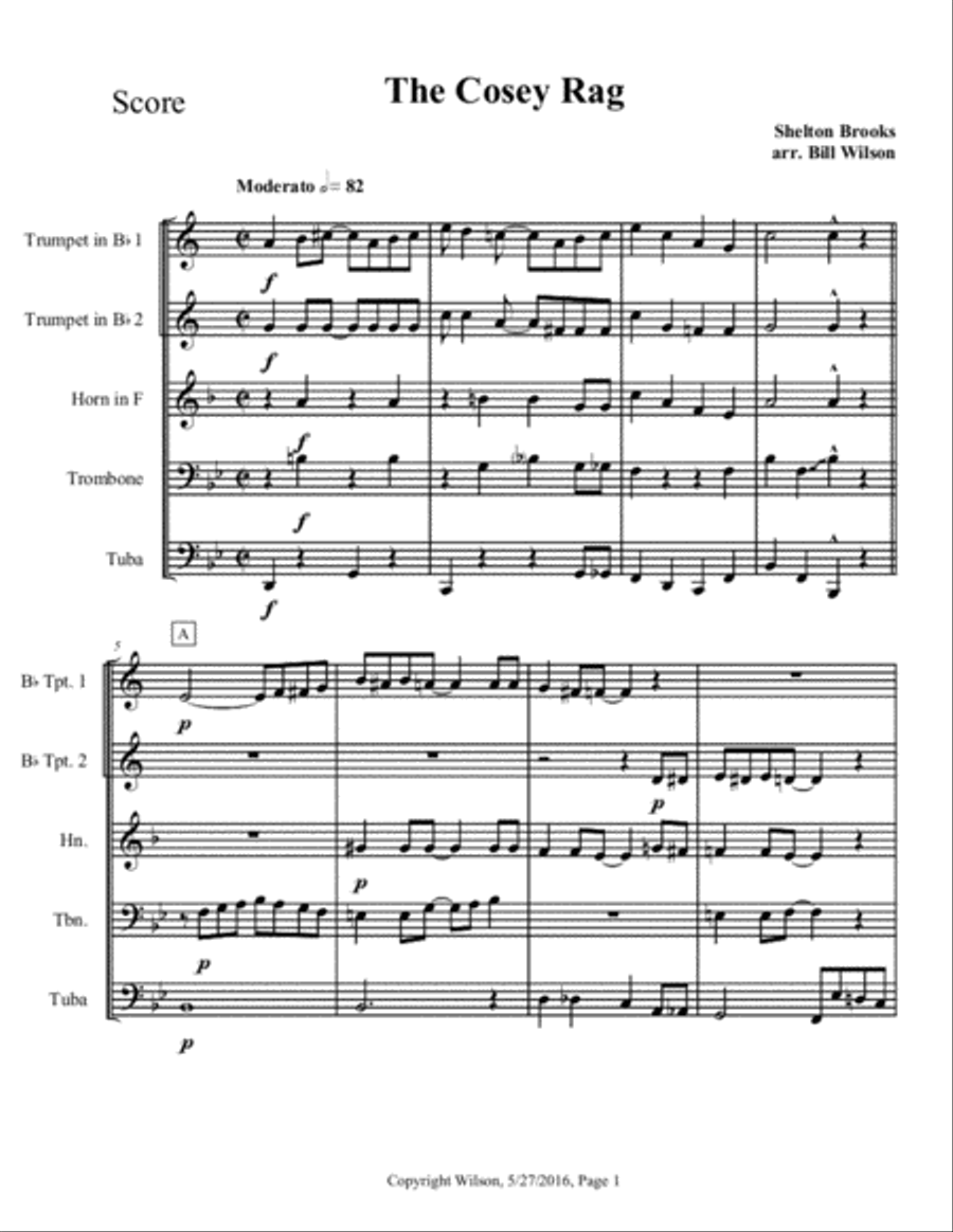 The Cosey Rag The Cosey Rag Brass Quintet scores gallery preview page 2