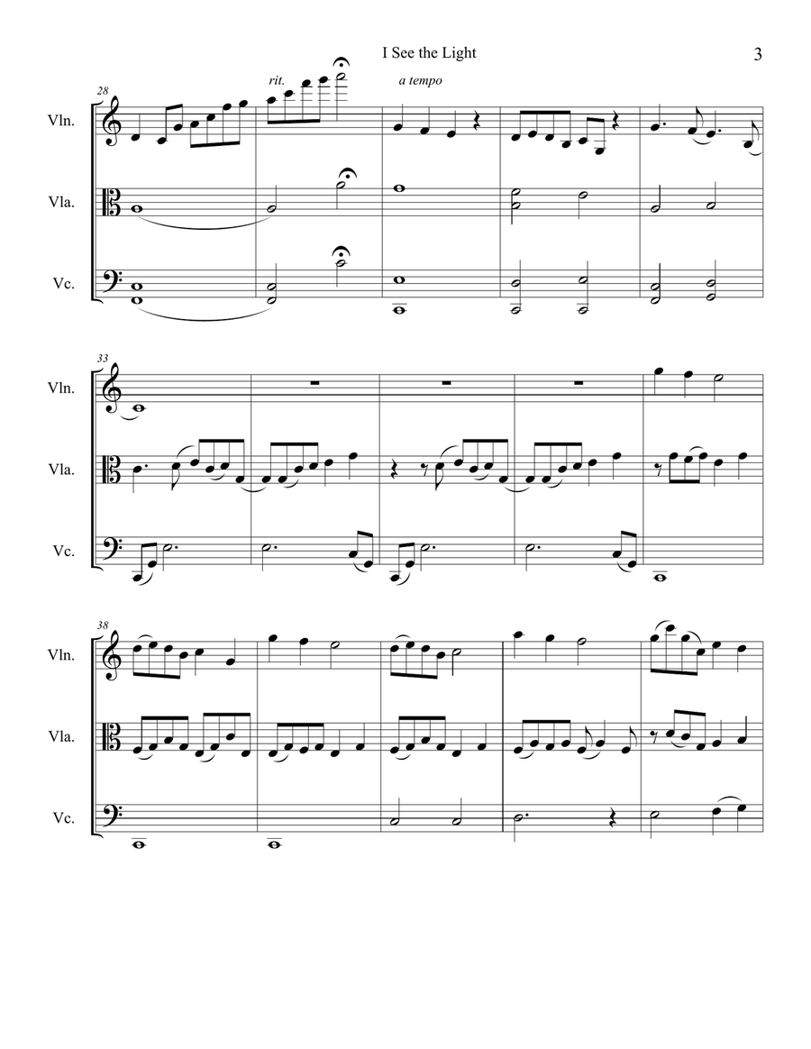 I See The Light String Trio scores gallery preview page 3