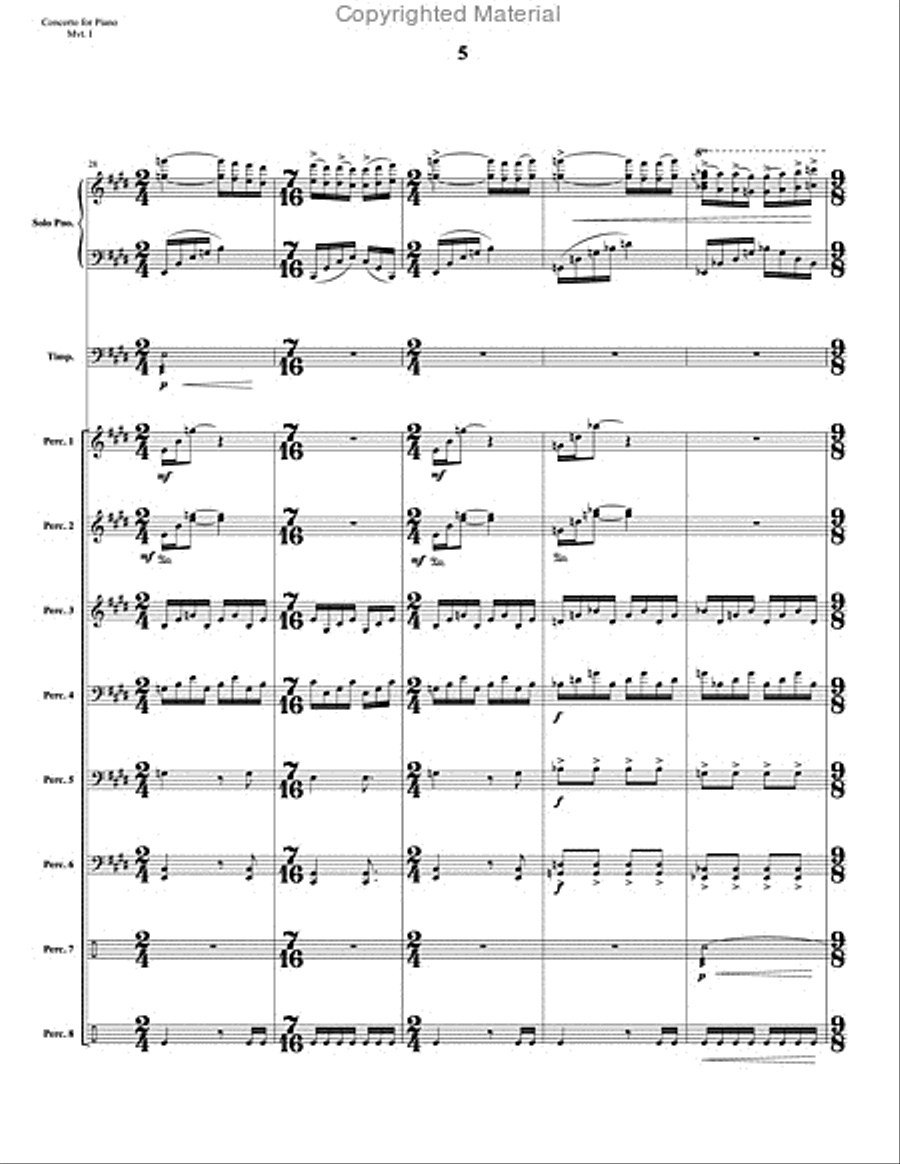 Concerto for Piano and Percussion Orchestra Percussion Ensemble scores gallery preview page 6