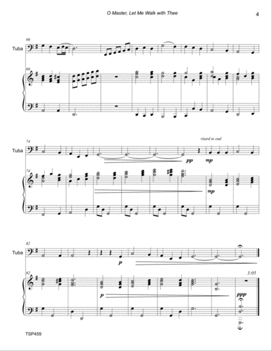 O MASTER LET ME WALK WITH THEE - TUBA SOLO with Piano Accompaniment Piano scores gallery preview page 4